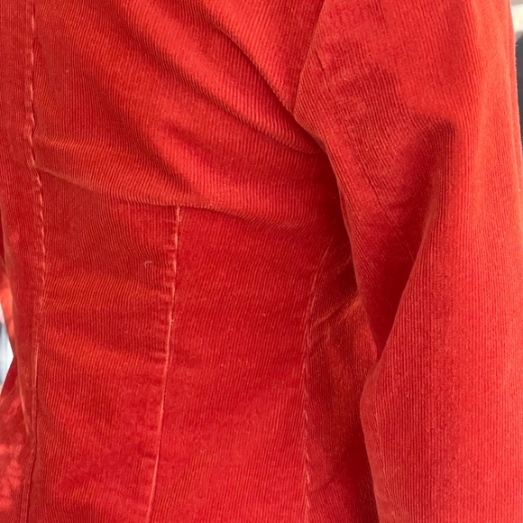 Soft Thick Cotton Vivid Sienna Orange Corduroy Jacket Hand Sewn Sz 4 - Picture 2 of 8